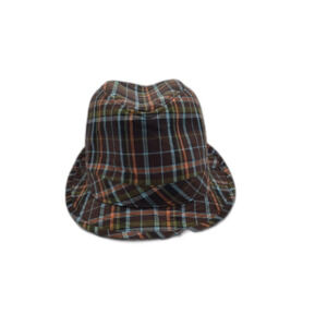 Brown Plaid Fedora Hat Size M/L Sophisticated Gangster Jazz Hipster Cosplay Y2K